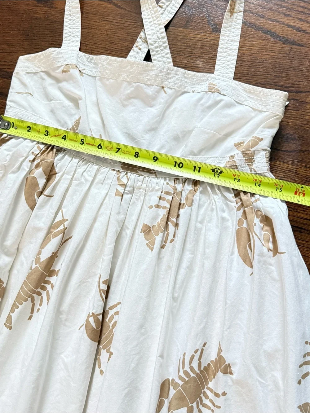 J. Crew White Midi dress with tan Lobster Print